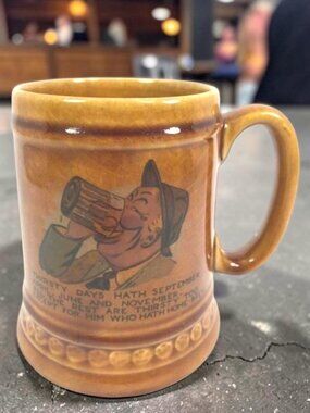 Vintage Lord Nelson Pottery Brown Beer Mug With Thirsty Days Verse England 1971